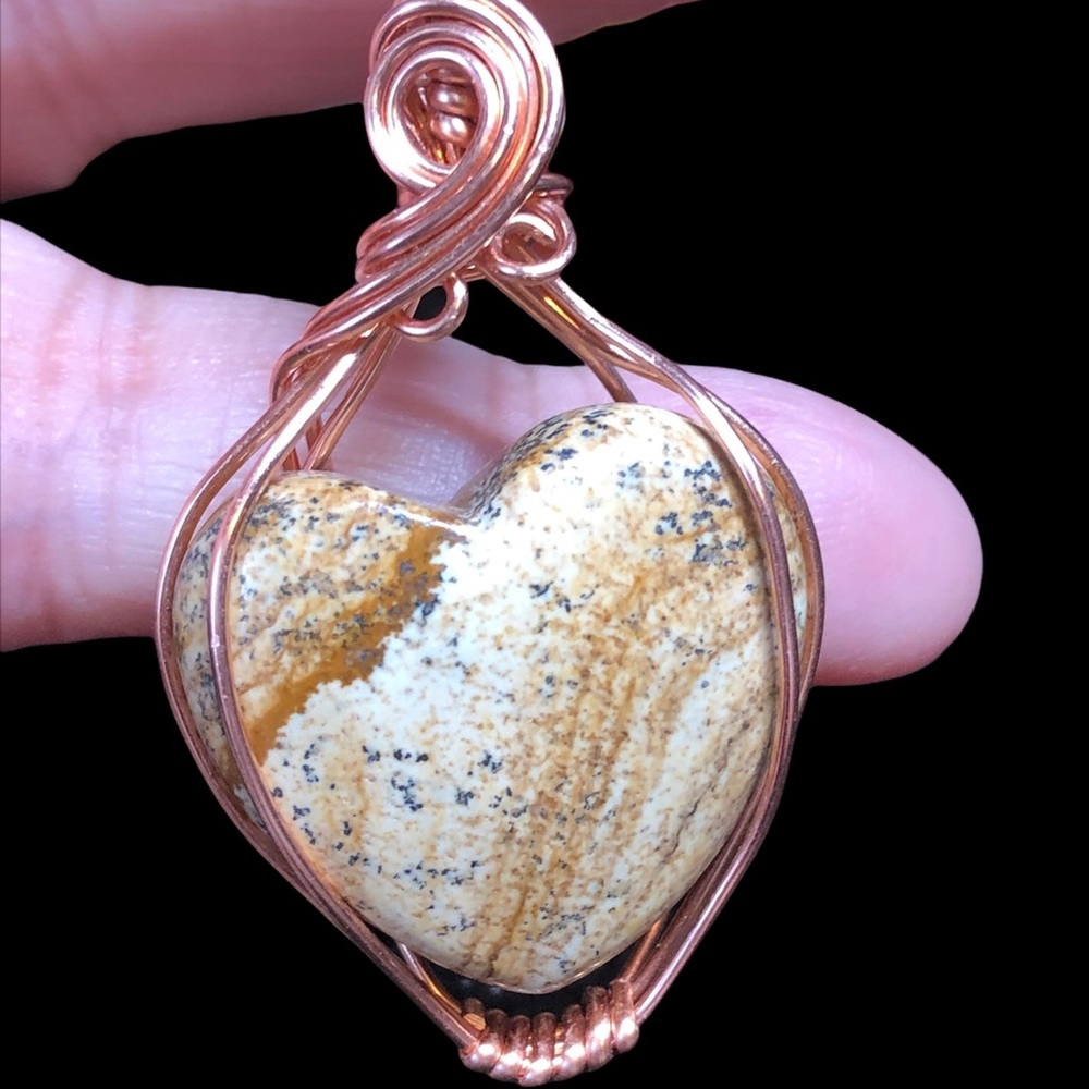 💎picture jasper stone heart pendant